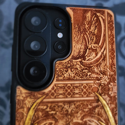 Deer Skull Wood Phone Case Hand Painted