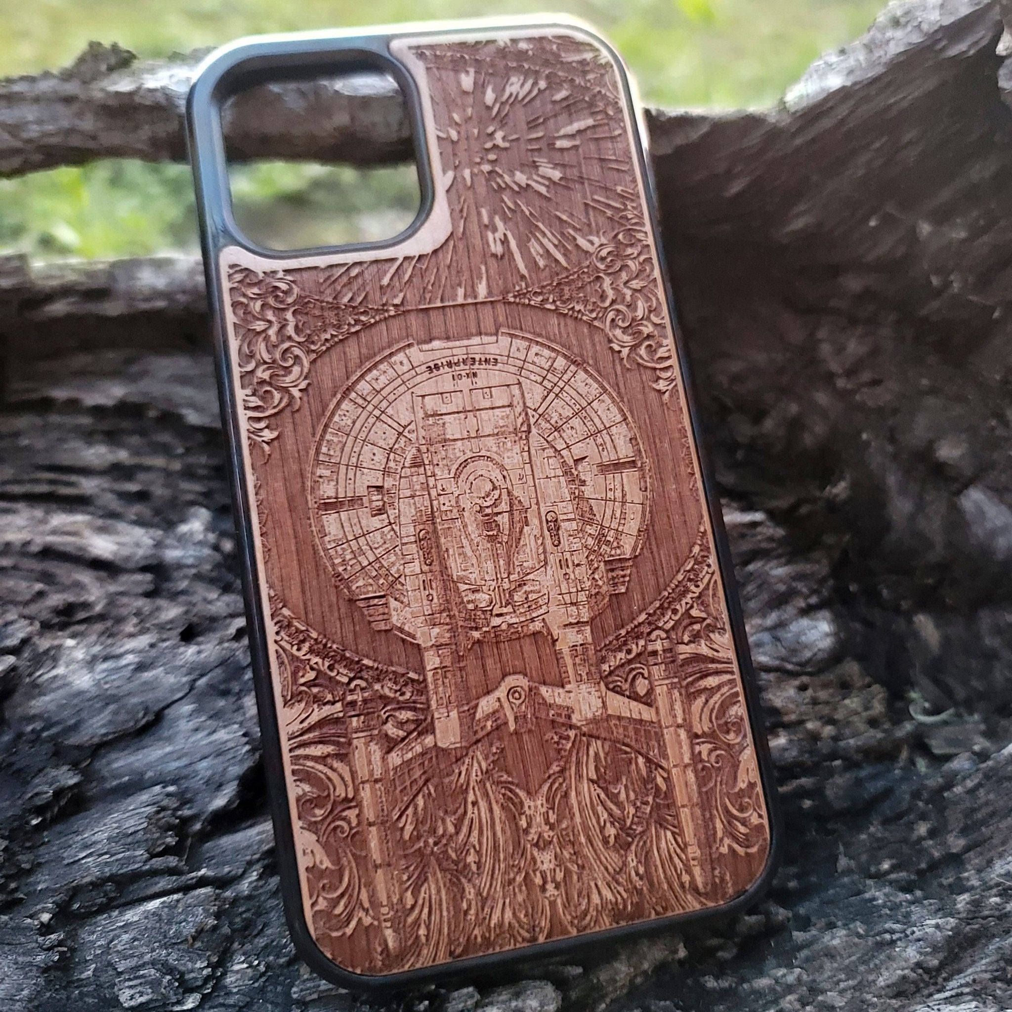 Handcrafted Star Trek wood case Galaxy S iPhone  edition