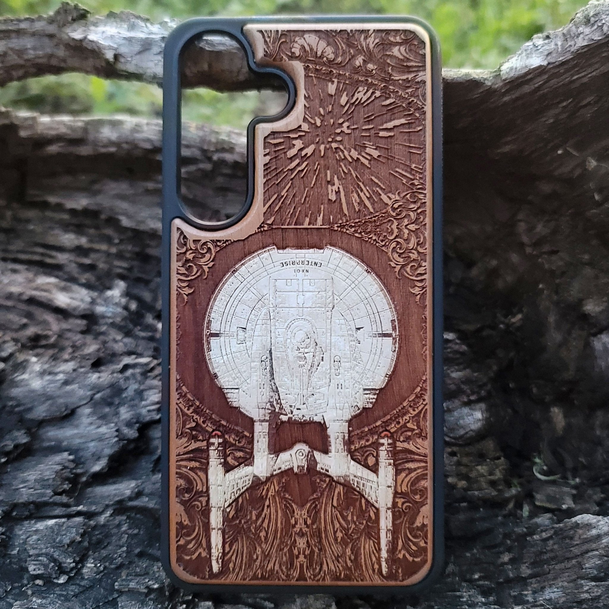 Star Trek NX-01 wooden phone case iPhone  Galaxy S