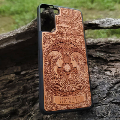 Horoscope gift Gemini phone case with cosmic star pattern