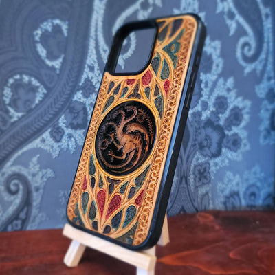 Decorative phone case with intricate designs laser engraved 