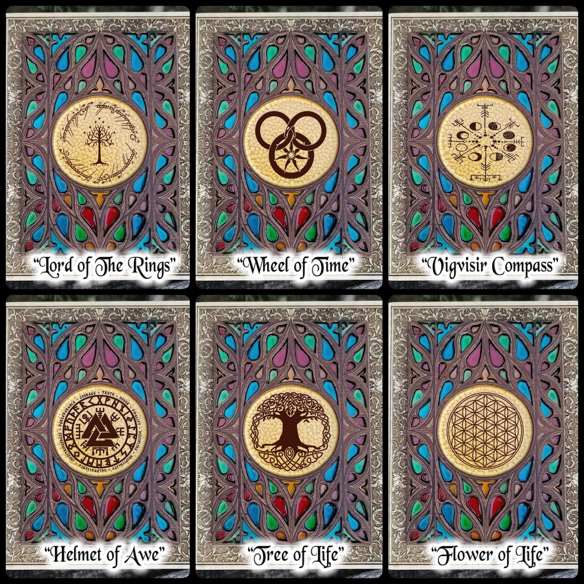 Viking Symbol, Flower of Life, Vegvisir Norse Runes, Multicolored ...