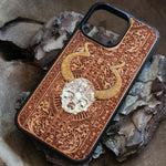 Load image into Gallery viewer, iPhone &amp; Samsung Galaxy Wood Phone Case - Skull Artwork &quot;Cross Skull II&quot; Hand Painted
