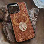 Load image into Gallery viewer, iPhone &amp; Samsung Galaxy Wood Phone Case - Skull Artwork &quot;Cross Skull II&quot; Hand Painted
