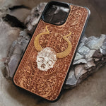 Load image into Gallery viewer, iPhone &amp; Samsung Galaxy Wood Phone Case - Skull Artwork &quot;Cross Skull II&quot; Hand Painted
