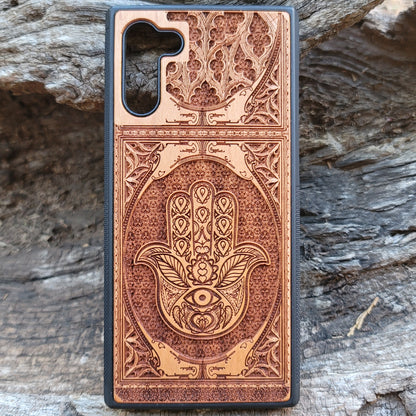 iPhone & Samsung Galaxy Wood Phone Case - Hamsa Hand