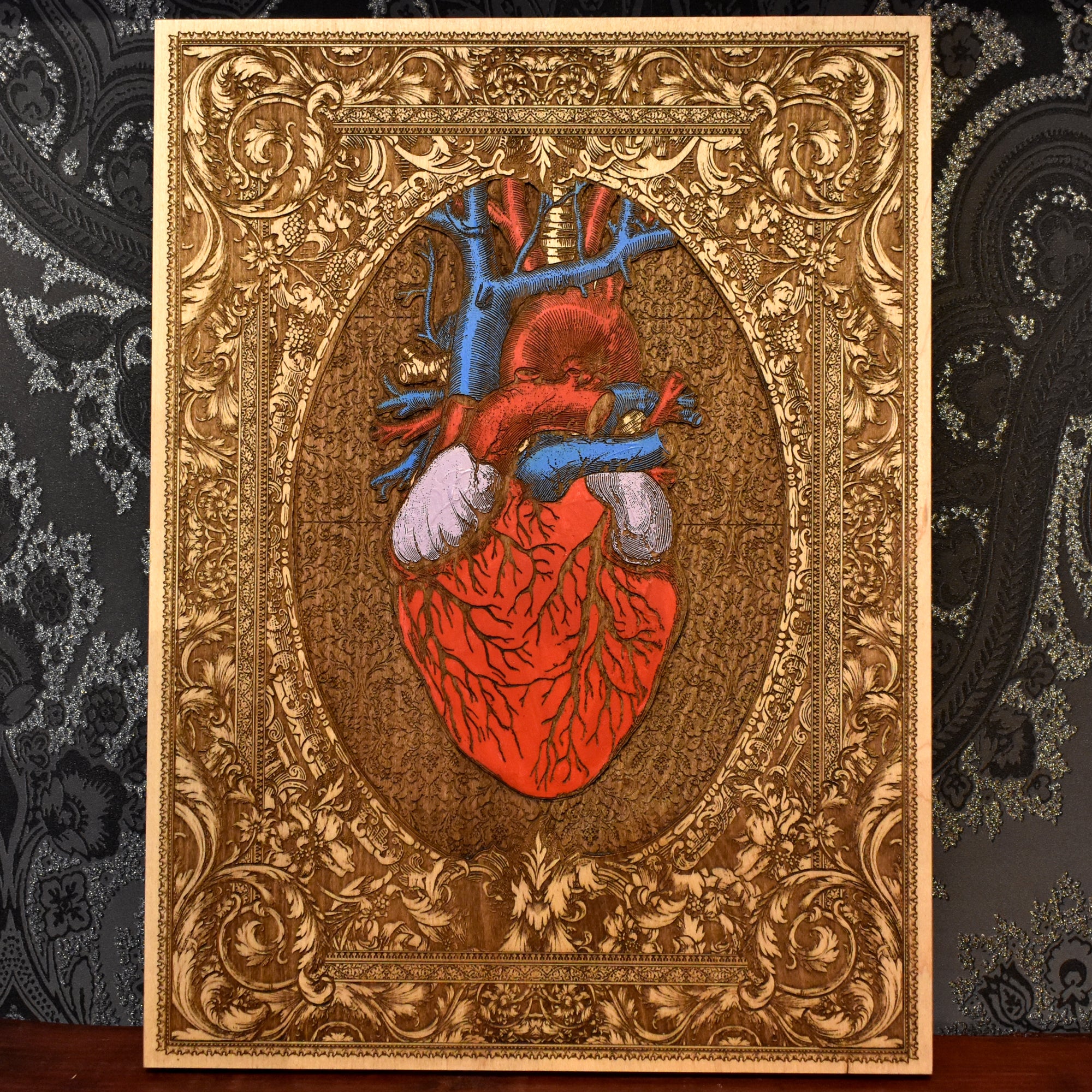 Heart - Carved & Painted - Large