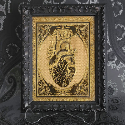 Personalized anatomical heart wall art, black-painted and laser-engraved on maple wood, perfect for anniversaries or medical gifts