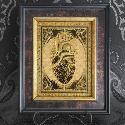 Personalized anatomical heart wall art, black-painted and laser-engraved on maple wood, perfect for anniversaries or medical gifts
