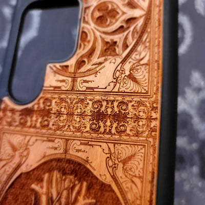 Menschliches Herz - Handyhülle aus Holz - Gothic Muster