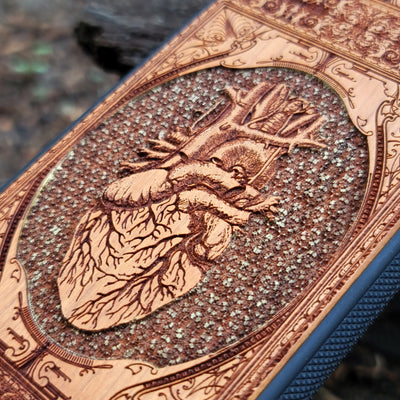 Hand-painted Hamsa Hand symbol wood phone case with Gothic pattern for iPhone & Samsung Galaxy. Laser-engraved design offers durability and style, compatible with iPhone , 15, 14, 13, 12, 11 Pro Max Mini & Samsung Galaxy S, S24, S23, S22, S21, S20 Ultra Plus Note 20.