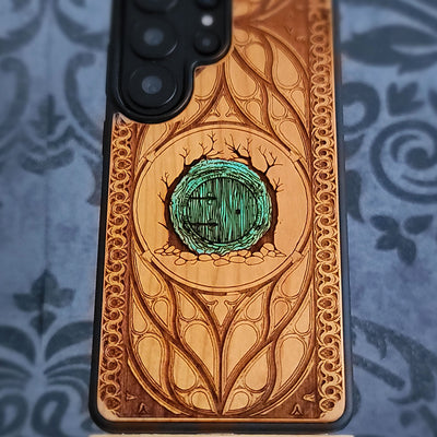 Hobbit Door Wood Phone Case - Green Hand Painted