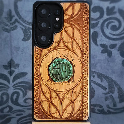 green door wood phone case laser engraved