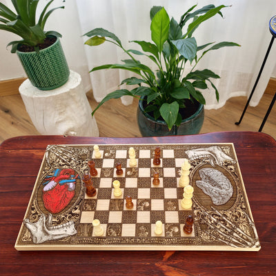 Human Anatomy Wood Chess Board - Ideal Gift for Doctor, Medical Student School Graduation - Custom Wooden Art with Anatomical