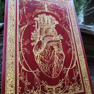 Dark anatomical heart wood art, unique gift for medical students or professionals.