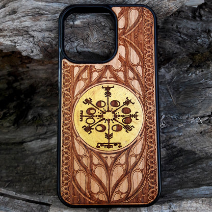 Wood Phone Case Vegvisir Compass