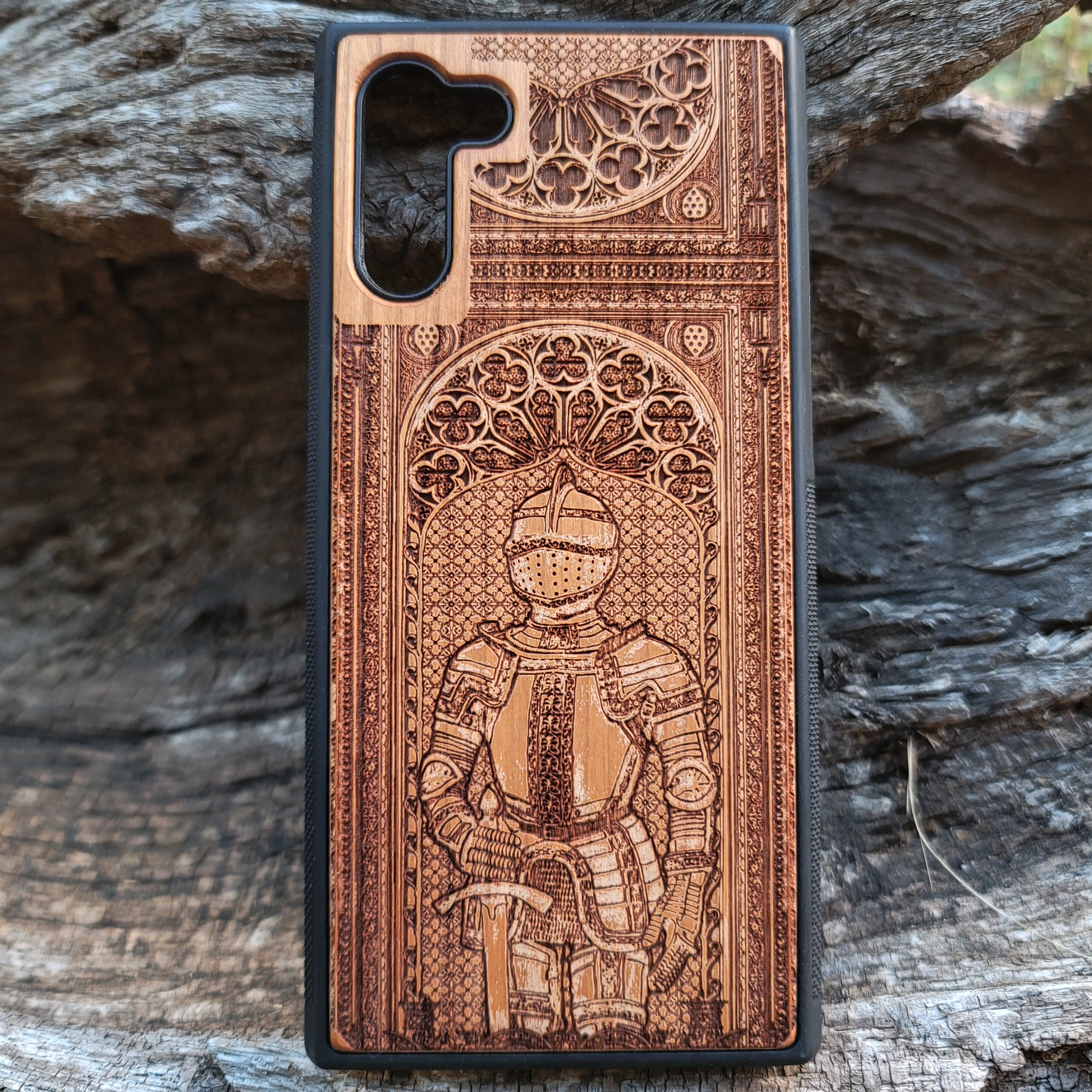 iPhone & Samsung Galaxy Wood Phone Case -Artwork "Medieval Knight II"