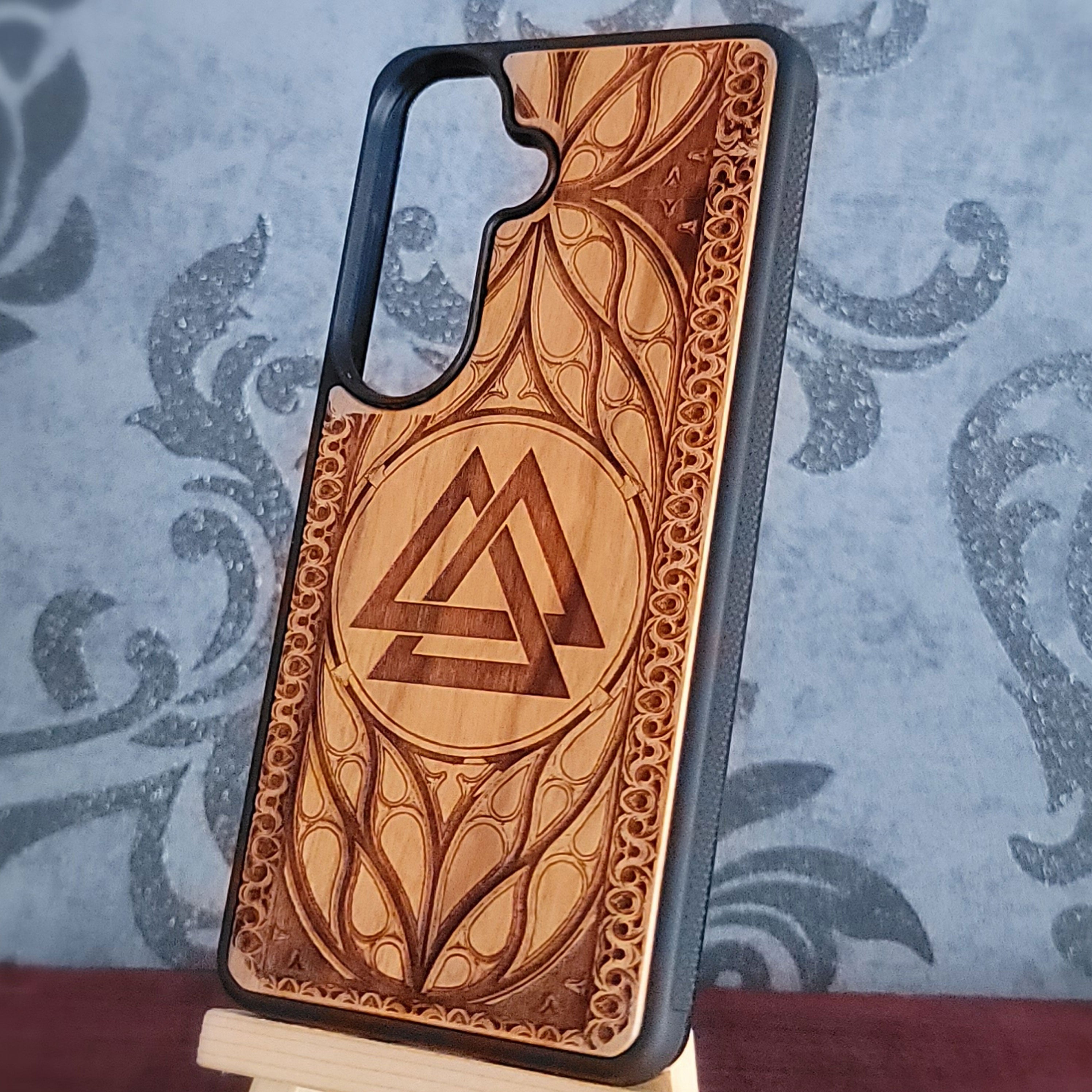 Viking Valknut Symbol Wood Phone Case for iPhone & Samsung Galaxy 