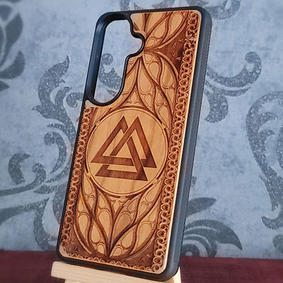 Viking Valknut Symbol Wood Phone Case for iPhone & Samsung Galaxy 