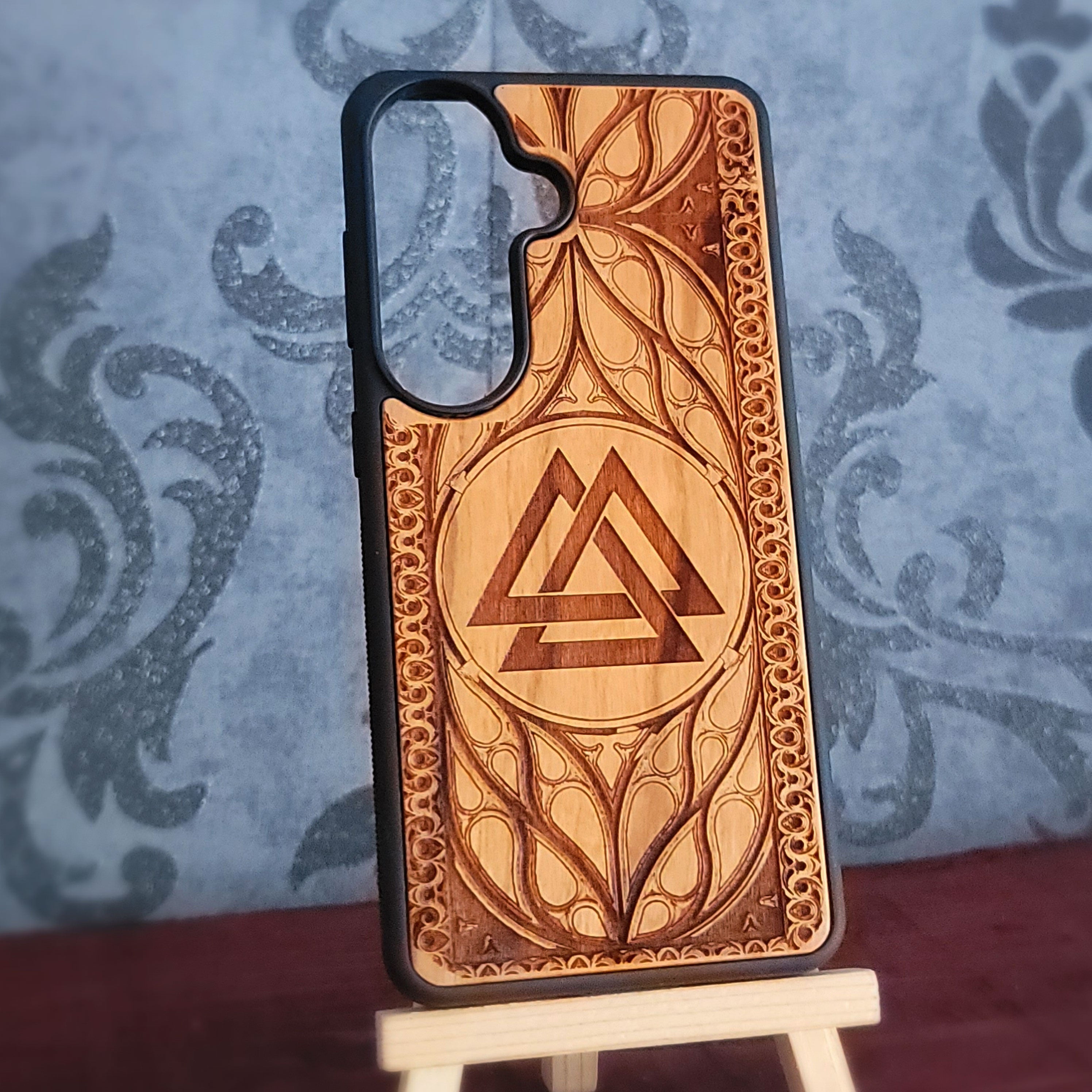 Viking Valknut Symbol - Wood Phone Case
