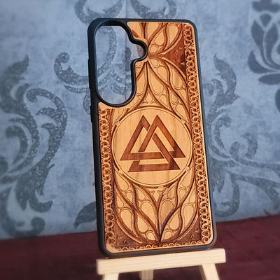 Viking Valknut Symbol - Wood Phone Case