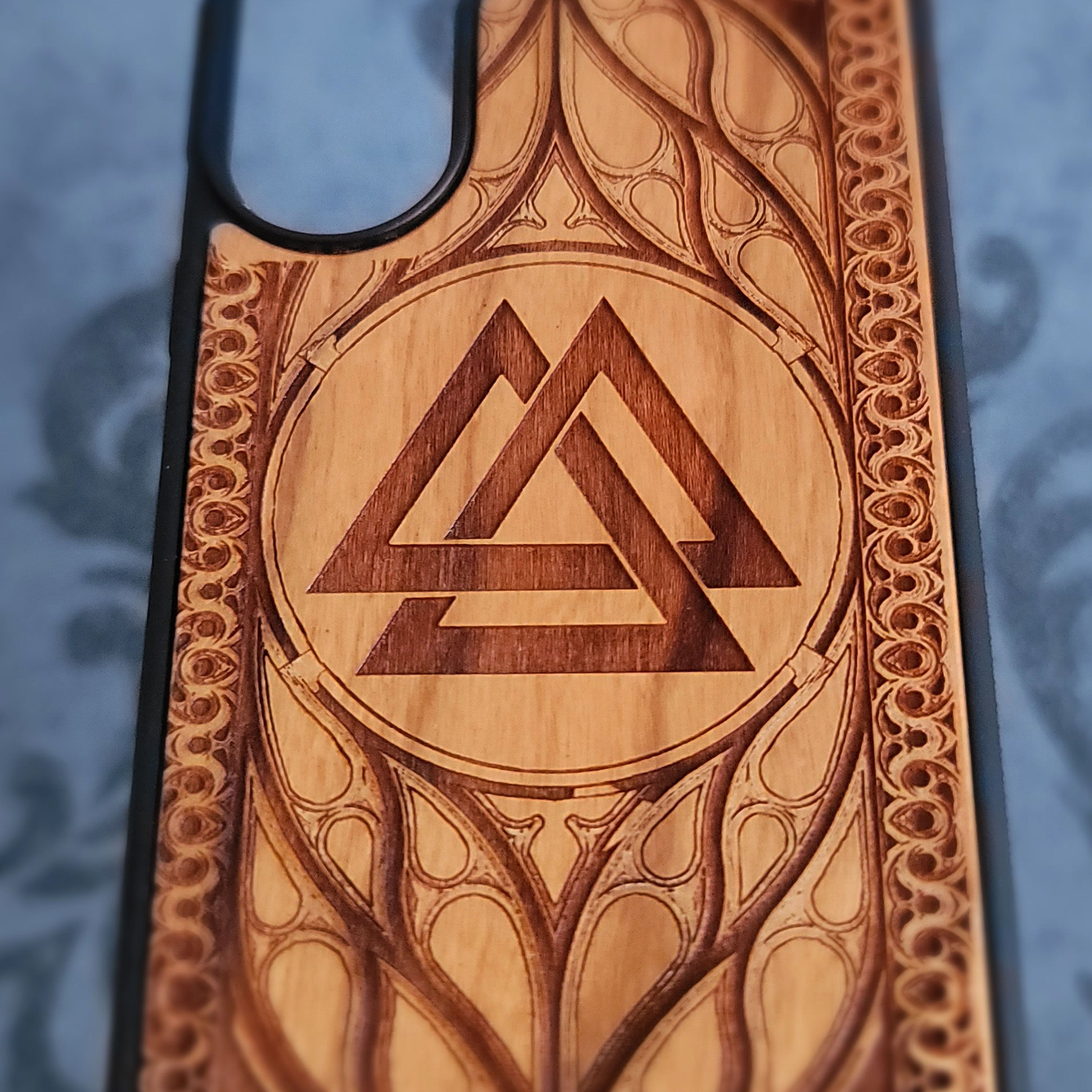 Viking Valknut Symbol - Wood Phone Case