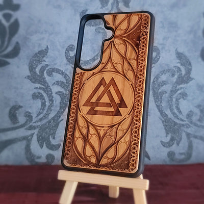 Viking Valknut Symbol - Wood Phone Case