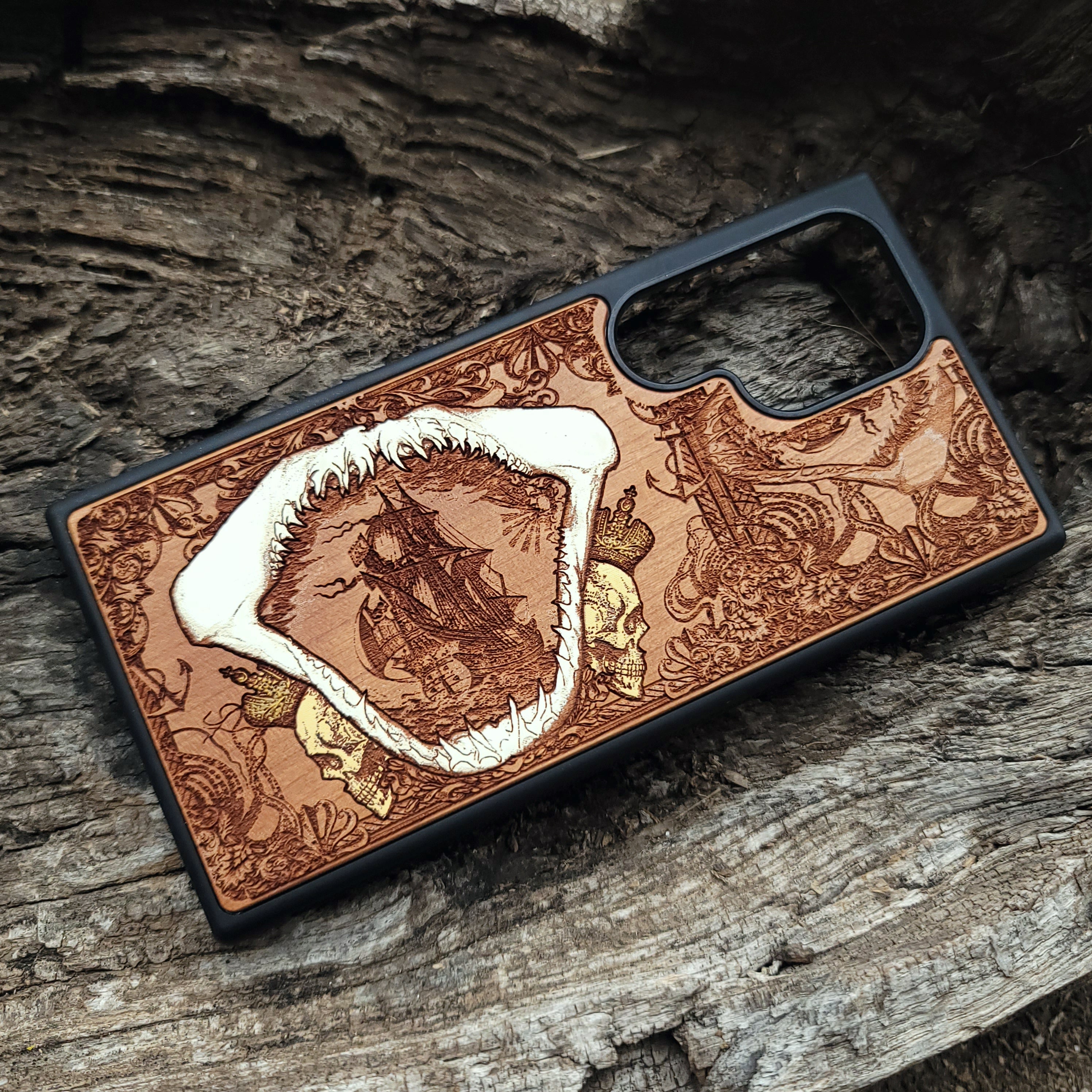 Shark & The Kings Wood Phone Case Hand Painted