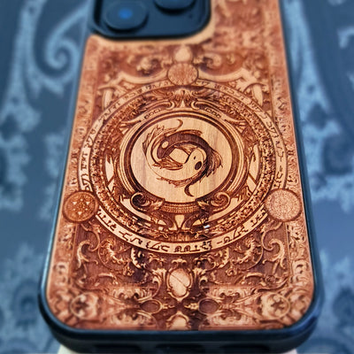 Funda de madera para iPhone y Samsung Galaxy - Ilustración "Yin y Yang"