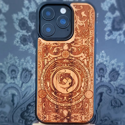 Funda de madera para iPhone y Samsung Galaxy - Ilustración "Yin y Yang"