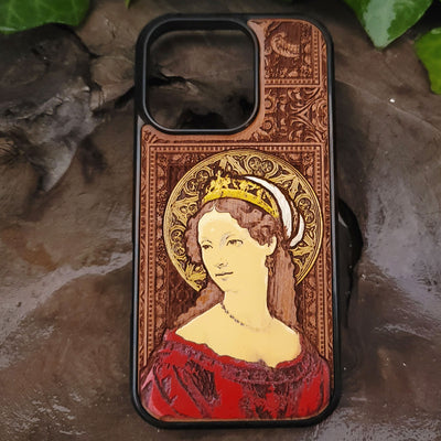 The Lady - Wood Phone Case - Hand Painted