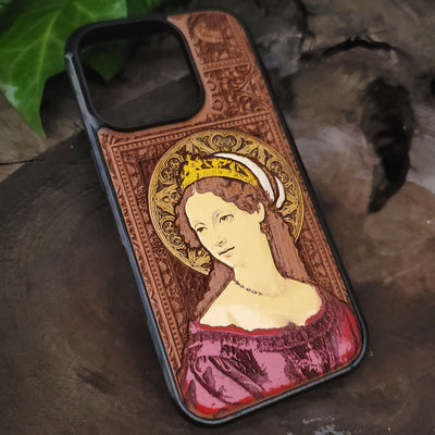 The Lady - Wood Phone Case - Hand Painted