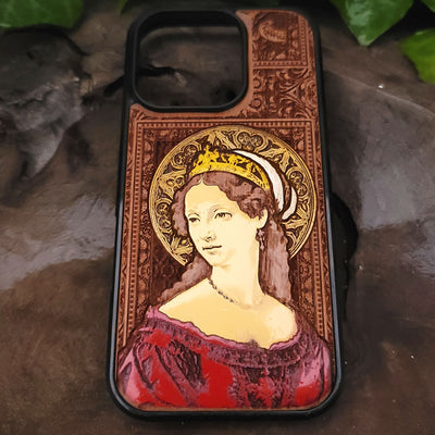 The Lady - Wood Phone Case - Hand Painted