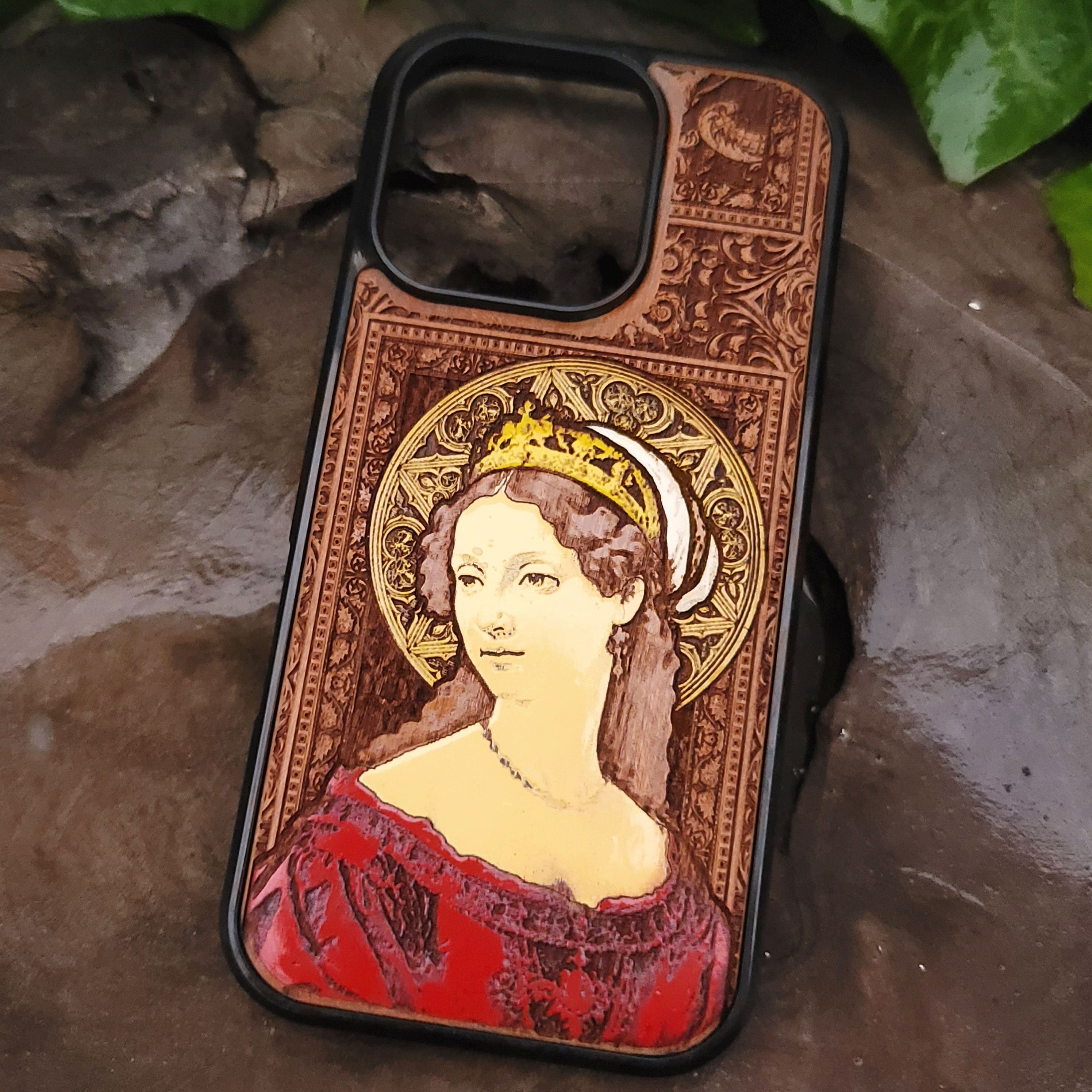 The Lady - Wood Phone Case - Hand Painted
