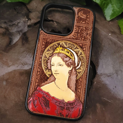The Lady - Wood Phone Case - Hand Painted