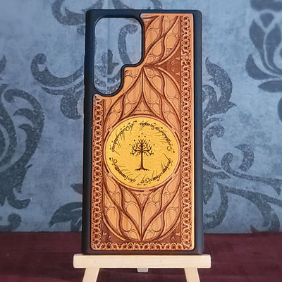 Lord of the Rings hand-painted wooden phone case with laser-engraved design