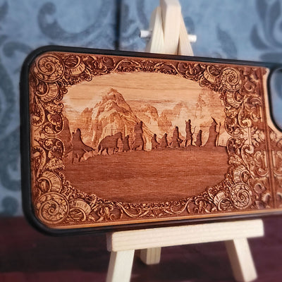 fellowship LOTR wood phone case laser engraved for iphone and samsung galaxy
