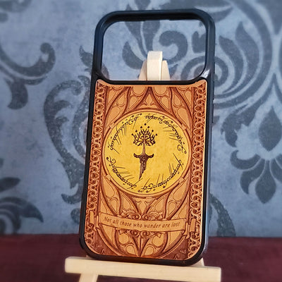 LOTR Wood Phone Case - Gold Hand Painted