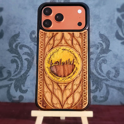 Funda de madera para teléfono - Diseño de símbolo personalizado V pintado a mano