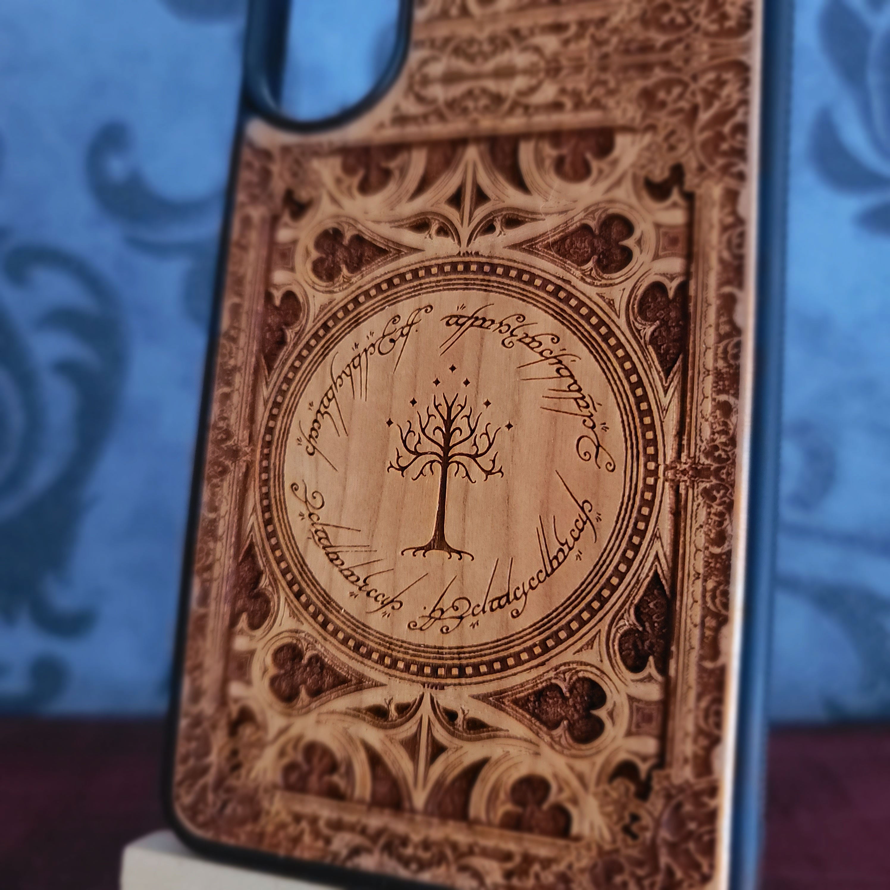LOTR Wood Phone Case - Gothic Pattern