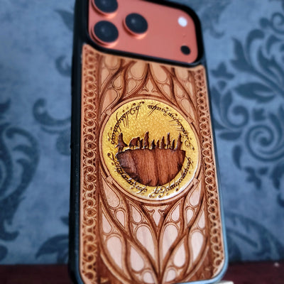 Funda de madera para teléfono - Diseño de símbolo personalizado V pintado a mano