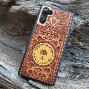 iPhone & Samsung Galaxy Wood Phone Case -  LOTR II Gothic Pattern Hand Painted