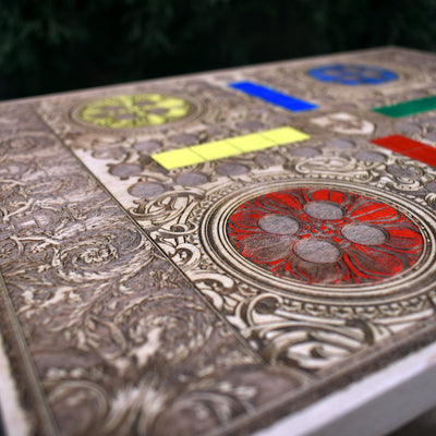 Gothic engraved wood art – gothic art, engraved wood, dark fantasy, skeleton design, artisan crafted