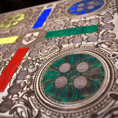 Gothic engraved wood art – gothic art, engraved wood, dark fantasy, skeleton design, artisan crafted