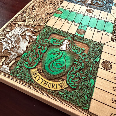 Harry Potter Hogwarts Houses Wooden Parcheesi Board