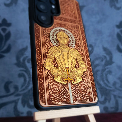 Medieval Knight "Honor" - Wood Phone Case - Gold Painted