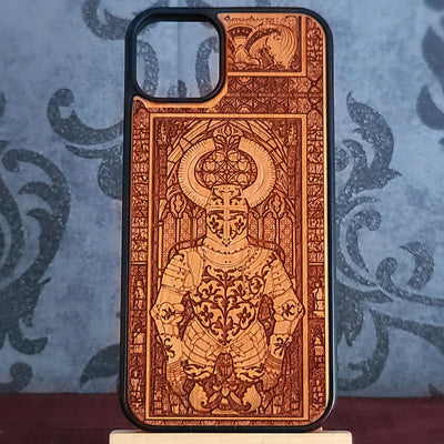 Mittelalterlicher Ritter "Honor" - Handyhülle aus Holz - Gothic-Muster