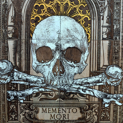 Gothic engraved wood art – gothic art, engraved wood, dark fantasy, skeleton design, artisan crafted