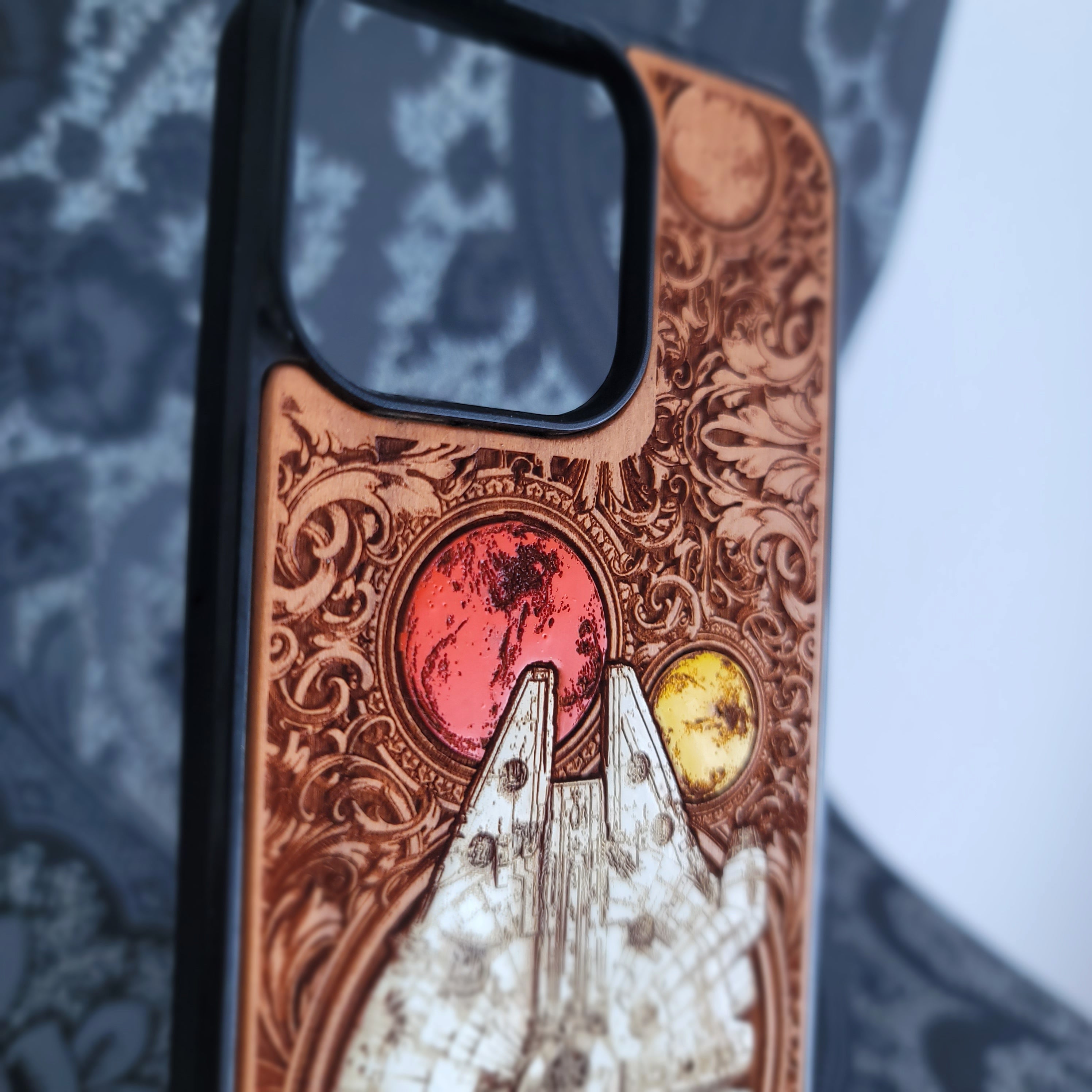 Millennium Falcon Star Wars - Wood Phone Case - Hand Painted