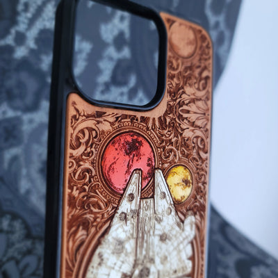 Millennium Falcon Star Wars - Wood Phone Case - Hand Painted